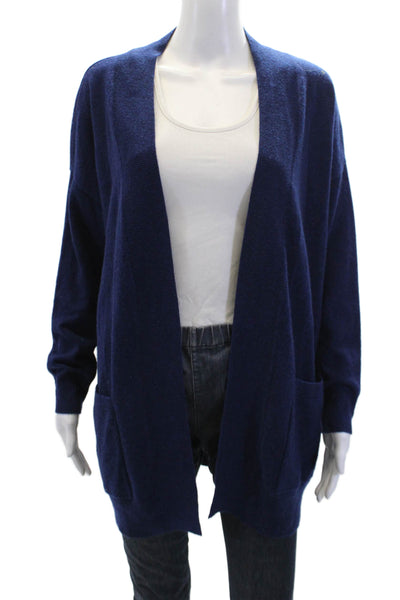 Kier + J Womens Cashmere Open Front Long Sleeve Cardigan Sweater Navy Size S