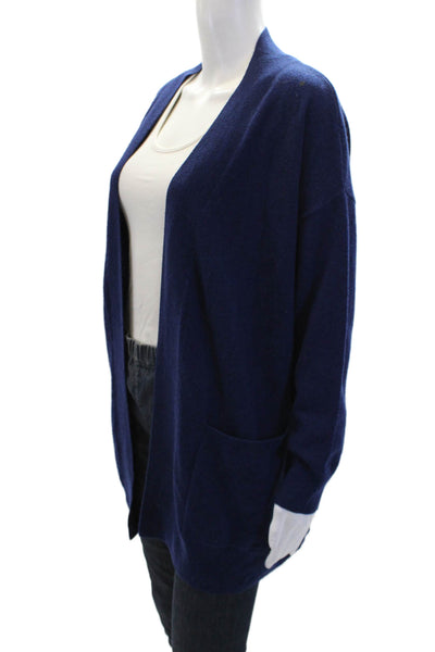 Kier + J Womens Cashmere Open Front Long Sleeve Cardigan Sweater Navy Size S