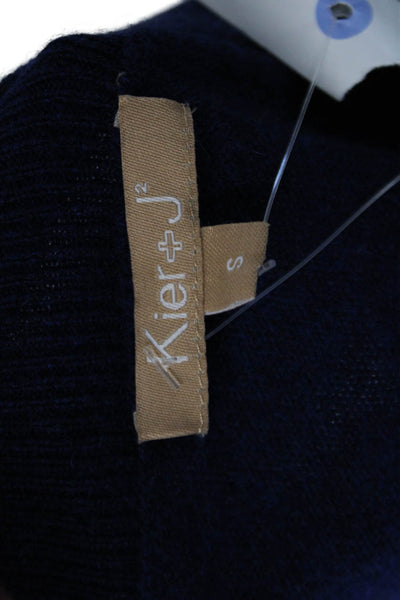 Kier + J Womens Cashmere Open Front Long Sleeve Cardigan Sweater Navy Size S