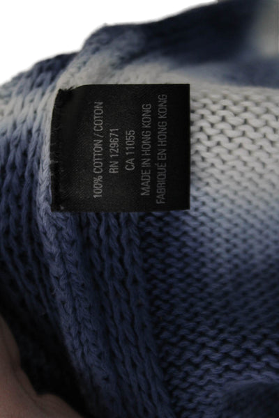 360 Sweater Womens Cotton Tie Dye Round Neck Pullover Sweater Top Navy Size S