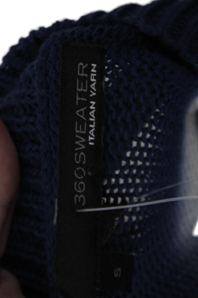 360 Sweater Womens Cotton Tie Dye Round Neck Pullover Sweater Top Navy Size S