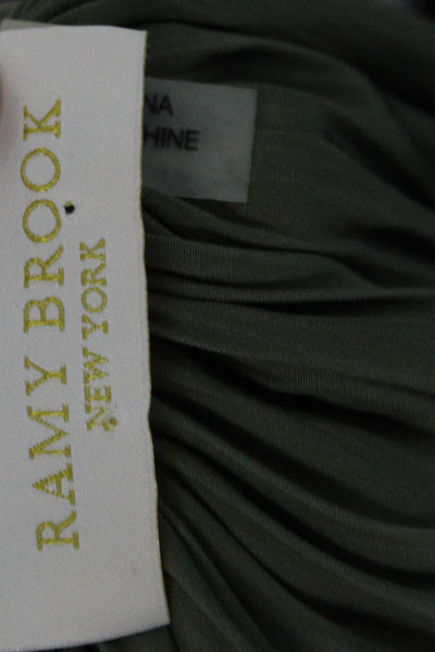 Ramy Brook Womens Pleated Key Hole Sleeveless Pullover Blouse Top Green Size XS