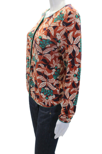 Maliparmi Womens Cotton Knit Abstract Button Up Cardigan Sweater Orange Size S