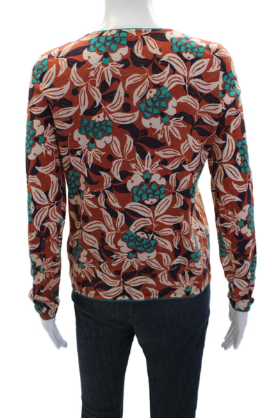 Maliparmi Womens Cotton Knit Abstract Button Up Cardigan Sweater Orange Size S