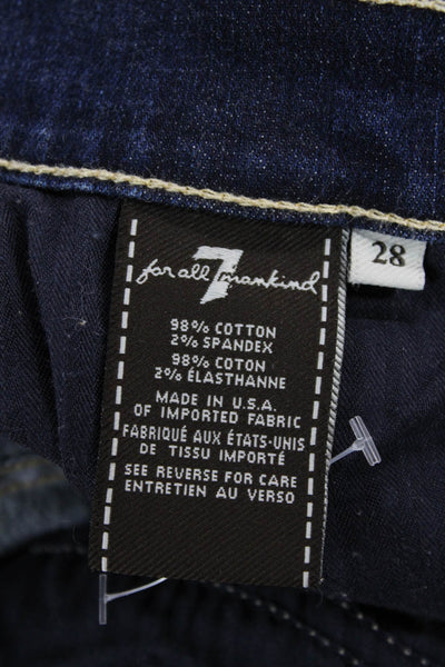 7 For All Mankind Womens Cotton Low-Rise Dark Wash Skinny Jeans Blue Size 28