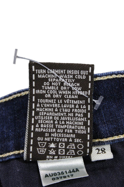 7 For All Mankind Womens Cotton Low-Rise Dark Wash Skinny Jeans Blue Size 28