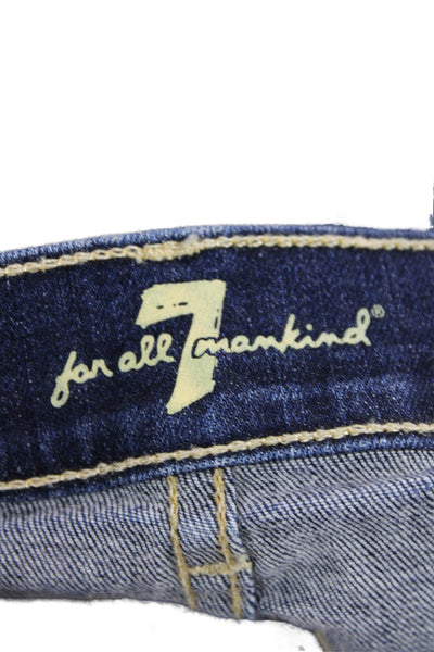 7 For All Mankind Womens Cotton Low-Rise Dark Wash Skinny Jeans Blue Size 28