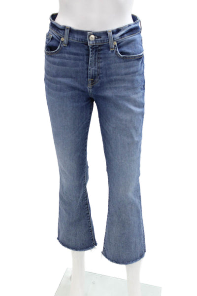 7 For All Mankind Womens Cotton Medium Wash Zippered Bootcut Jeans Blue Size 28