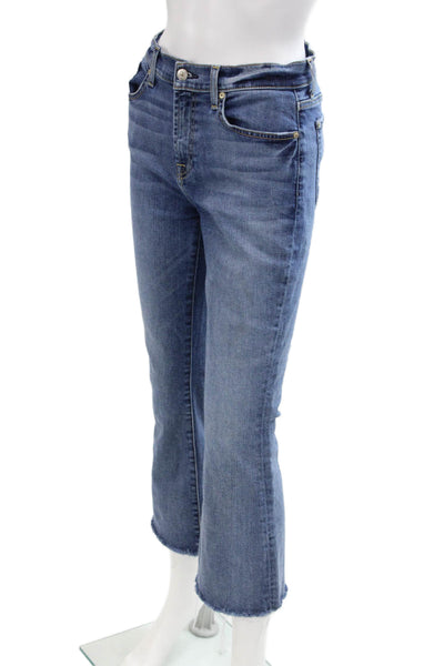 7 For All Mankind Womens Cotton Medium Wash Zippered Bootcut Jeans Blue Size 28