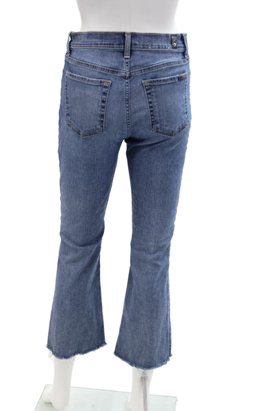 7 For All Mankind Womens Cotton Medium Wash Zippered Bootcut Jeans Blue Size 28