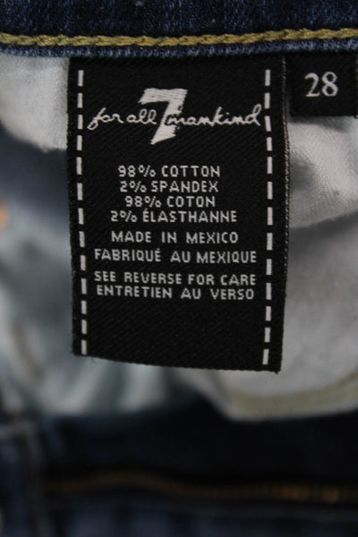 7 For All Mankind Womens Cotton Medium Wash Zippered Bootcut Jeans Blue Size 28