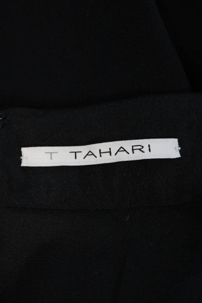 T Tahari Womens V-Neck Sleeveless Zip Up Mid-Calf Pencil Dress Navy Size 8