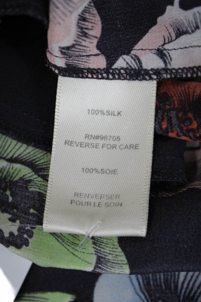 Rebecca Taylor Womens Silk Floral V-Neck Sleeveless Mini Dress Gray Size 6