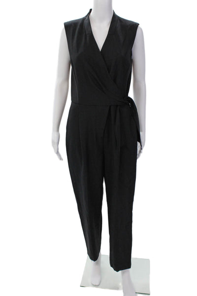 Tailored Rebecca Taylor Womens V-Neck 2 Pocket Sleeveless Jumpsuit Black Size 8