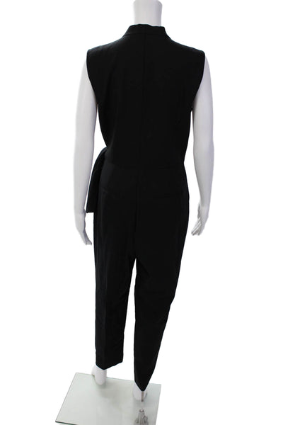 Tailored Rebecca Taylor Womens V-Neck 2 Pocket Sleeveless Jumpsuit Black Size 8