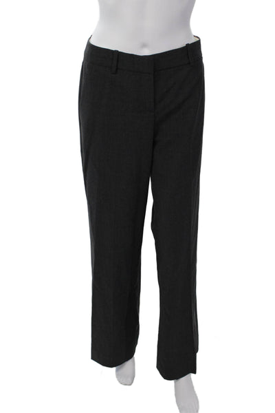 Theory Womens Wool Four Pocket Mid-Rise Flared Pants Trousers Gray Size 8