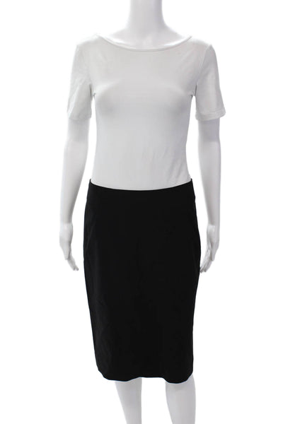 Theory Womens Unlined Wool Zip Up Knee Length Pencil Skirt Black Sz 6