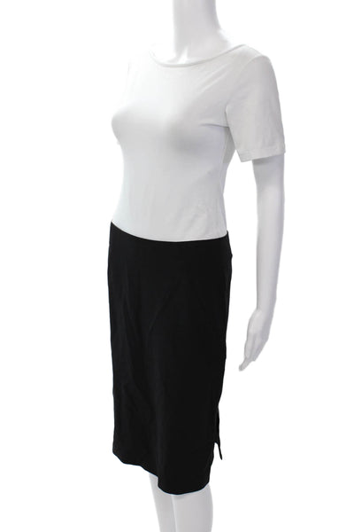 Theory Womens Unlined Wool Zip Up Knee Length Pencil Skirt Black Sz 6