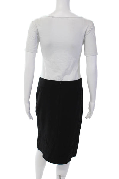 Theory Womens Unlined Wool Zip Up Knee Length Pencil Skirt Black Sz 6