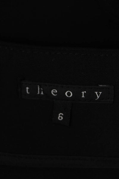 Theory Womens Unlined Wool Zip Up Knee Length Pencil Skirt Black Sz 6