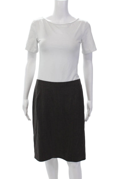 Rebecca Taylor Womens Lined Wool Zip Up Knee Length A-Line Skirt Brown Size 6