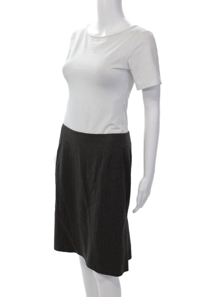 Rebecca Taylor Womens Lined Wool Zip Up Knee Length A-Line Skirt Brown Size 6