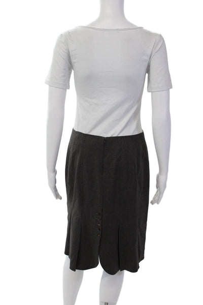 Rebecca Taylor Womens Lined Wool Zip Up Knee Length A-Line Skirt Brown Size 6