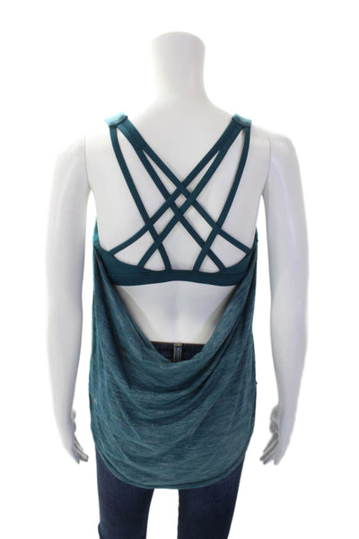 Lululemon Womens Strappy Back Sleeveless Shelf Tank Top Teal Blue Size 8