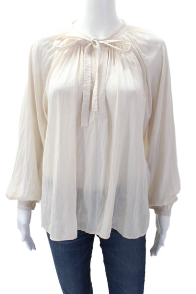 A.L.C. Womens Long Sleeves Key Hole Neck Pullover Blouse Off White Size 8