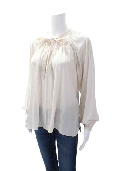 A.L.C. Womens Long Sleeves Key Hole Neck Pullover Blouse Off White Size 8