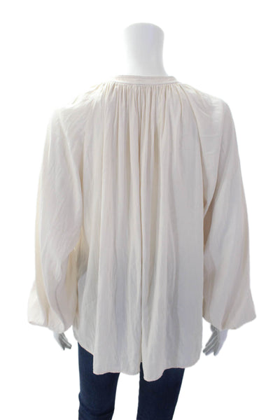 A.L.C. Womens Long Sleeves Key Hole Neck Pullover Blouse Off White Size 8