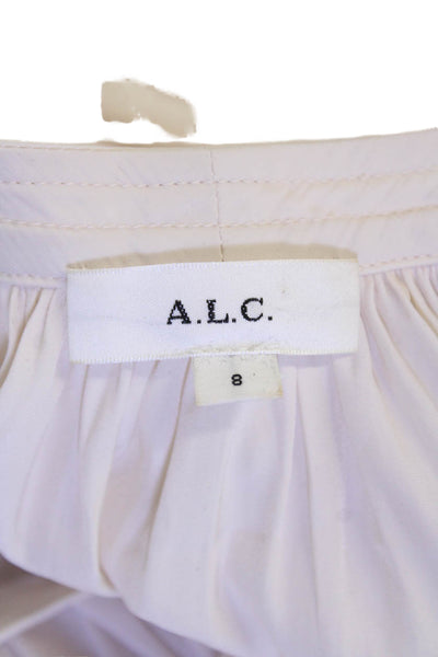 A.L.C. Womens Long Sleeves Key Hole Neck Pullover Blouse Off White Size 8
