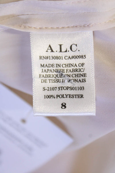 A.L.C. Womens Long Sleeves Key Hole Neck Pullover Blouse Off White Size 8