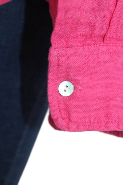 Rails Womens Long Sleeves Button Down Ellis Shirt Hibiscus Pink Cotton Size Larg