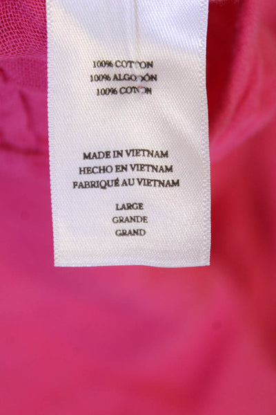 Rails Womens Long Sleeves Button Down Ellis Shirt Hibiscus Pink Cotton Size Larg