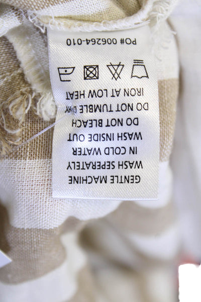 Show Me Your Mumu Womens Linen Striped Button Down Shirt Brown White Size Small