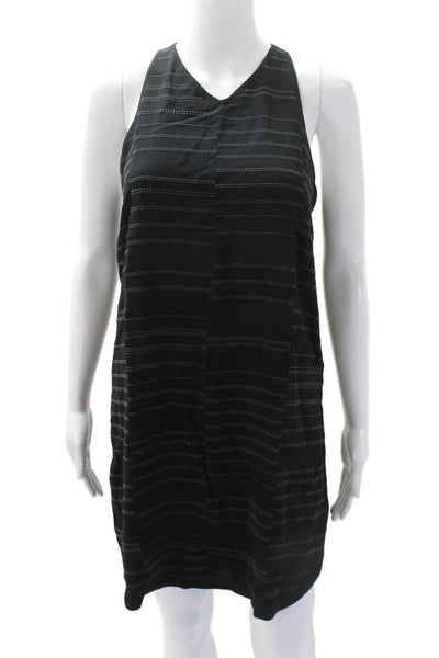 A.L.C. Womens Beaded Sleeveless V Neck Knee Length Tank Dress Black Size 6