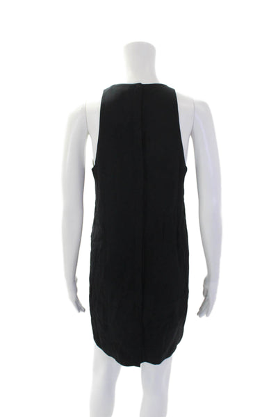 A.L.C. Womens Beaded Sleeveless V Neck Knee Length Tank Dress Black Size 6