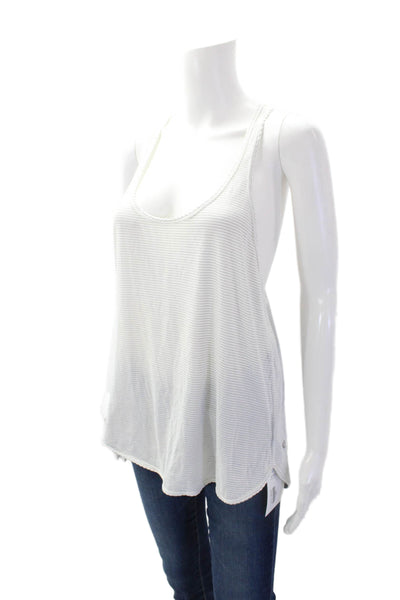 Lululemon Womens Striped Sleeveless Pullover Tank Top White Grey Size 6