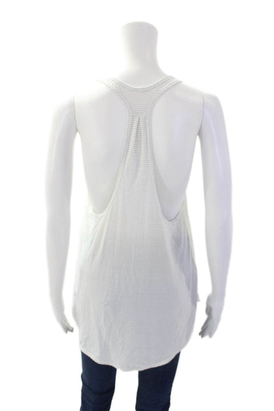 Lululemon Womens Striped Sleeveless Pullover Tank Top White Grey Size 6