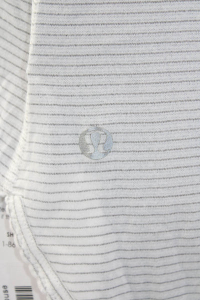 Lululemon Womens Striped Sleeveless Pullover Tank Top White Grey Size 6