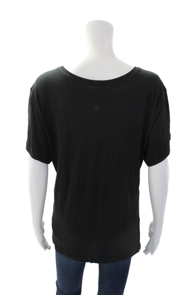 Lululemon Womens Cotton Round Neck Short Sleeve Basic T-Shirt Black Size M