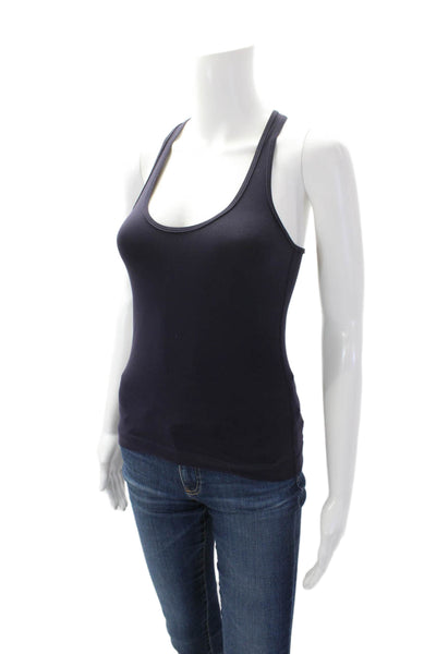 Lululemon Womens Round Neck Racerback Athletic Tank Top Dark Blue Size S