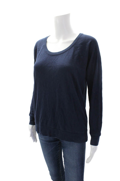 Chaser Womens Cotton Long Sleeve Open Backed Detail Top Dark Blue Size M
