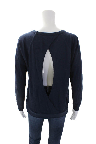Chaser Womens Cotton Long Sleeve Open Backed Detail Top Dark Blue Size M