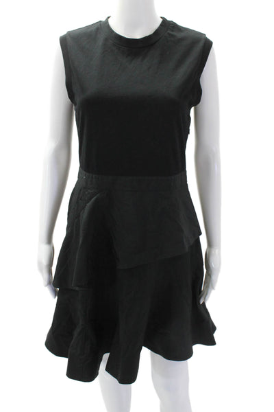 3.1 Phillip Lim Womens Round Neck Sleeveless Tiered Short Dress Black Size 04