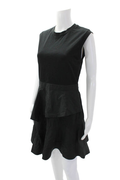 3.1 Phillip Lim Womens Round Neck Sleeveless Tiered Short Dress Black Size 04