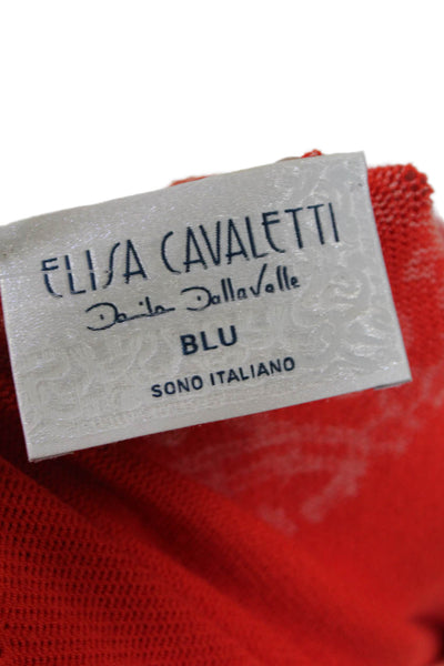 Elisa Cavaletti Women's Short Sleeves Cut-Outs Sweater Floral Orange Size S