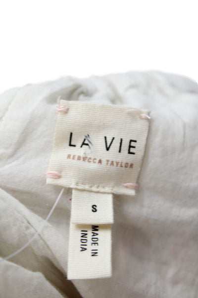La Vie Women's Sleevless Key Hole Lined Floral Tank Top Beige Size S
