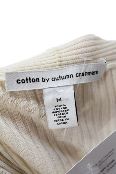 Cotton By Autumn Cashmere Women's Cotton Long Sleeves Cardigan Beige Size M